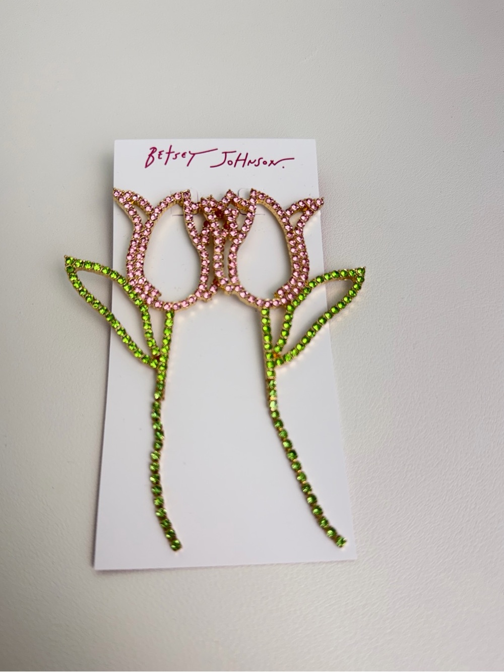 Betsey Johnson Tulip Rhinestone Statement Earrings 🌷 - Picture 6 of 6